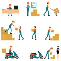 vector character logistic and shipping business teamwork
